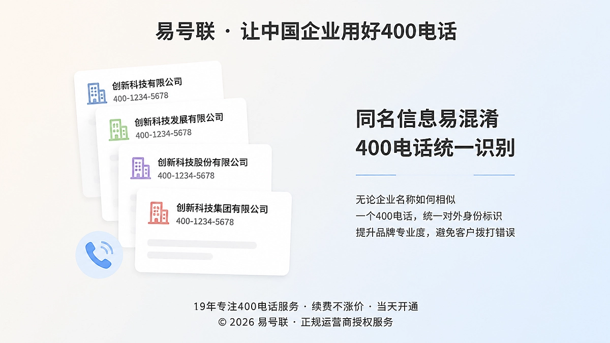 400电话减少企业同名信息混淆